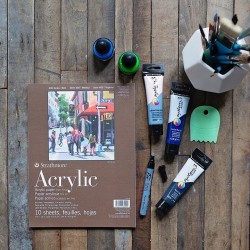 Strathmore A3++ Pad Acrylic ( 30.5X45.7 CM x 10 sheets) 400 g/m2 Linen natural white paper color 400 Series Heavyweight (18*12 IN)